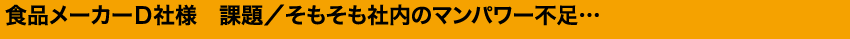 食品メーカーＤ社様　課題／そもそも社内のマンパワー不足…