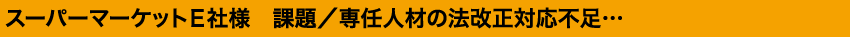 スーパーマーケットＥ社様　課題／専任人材の法改正対応不足…