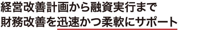 経営改善計画から融資実行まで財務改善を迅速かつ柔軟にサポート